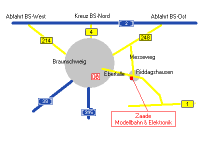 Anfahrtskizze Zaade in Braunschweig